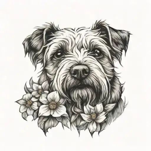 Terrier Dog And Flower