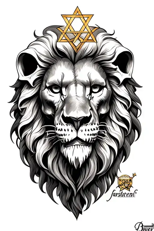 Lion With Skulls And Star Of David