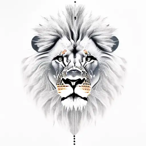 Realistic Lion Half Made Of Engines