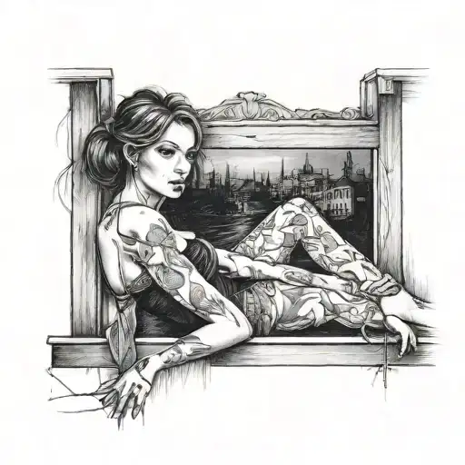 Girl Sitting In A Dark Room Window Looking