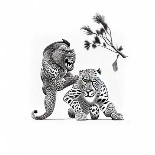 Leopard And Gorilla Fighting