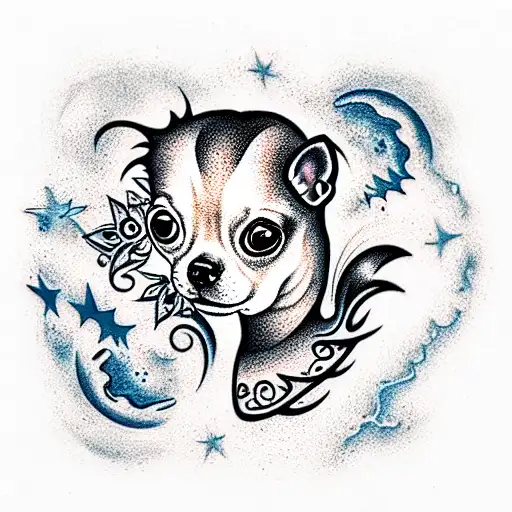 Starscape With A Chihuahua Head As A Planet