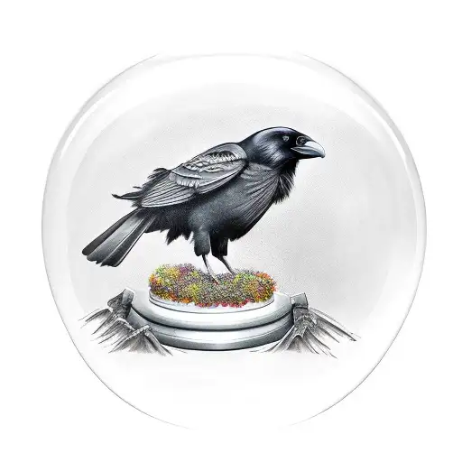 A Realistic Crow Perched On An Hourglass With The Word 'Chosen'