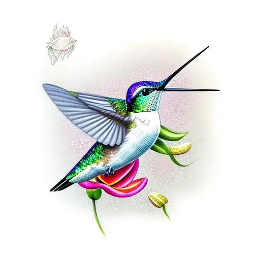 Hummingbird With A Lily