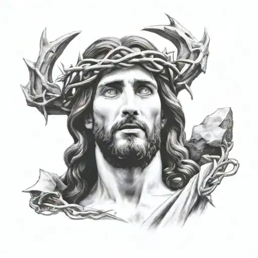 Face Of Jesus With Crown Of Thorns Wrapped
