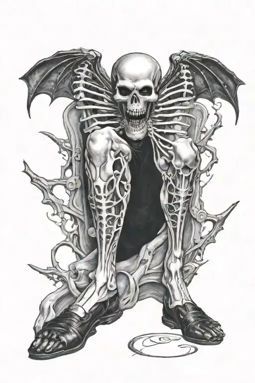 Leg Tattoo Featuring 1996 With A Black Widow Underneath And A Vampire Skull Mouth Around My Knee