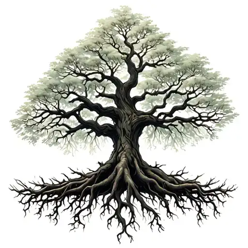 Tree With Roots Growing Gothic