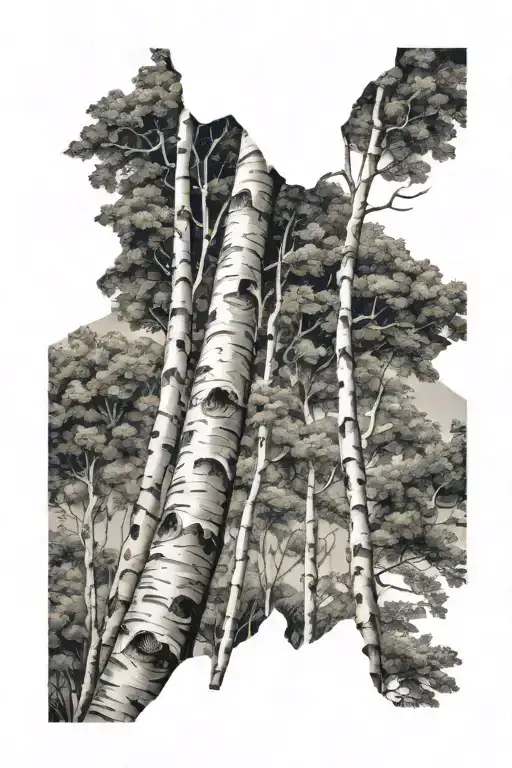 Paper Birch Tree Forest Scene