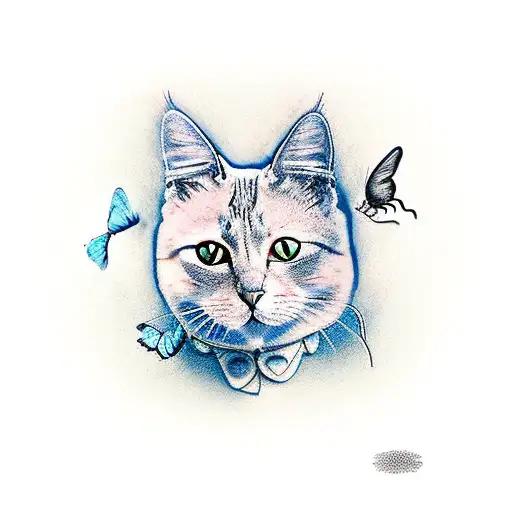 Cat Whith A Butterfly On The Nose