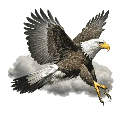 Eagle Flying With Clouds In The Background