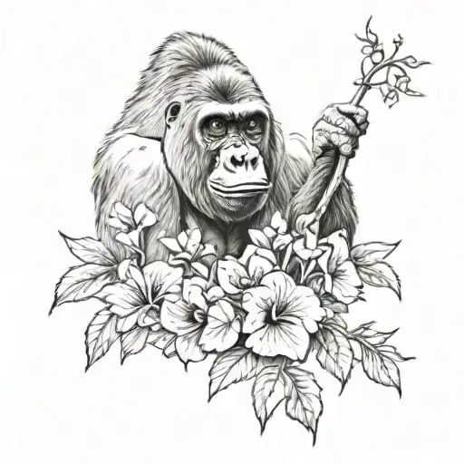 Gorilla And Fliwers