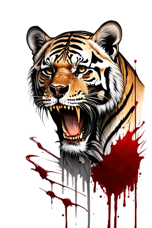 Skull And Bloody Tiger