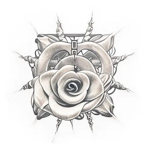 Christian Cross Flowers Crown Of Thorns Sobriety