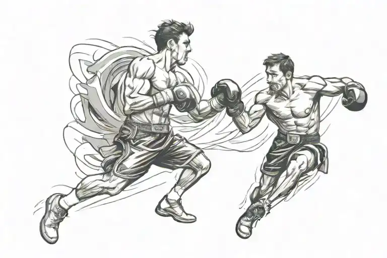 Guy Running Into Battle With Champion Belt Boxing Theme