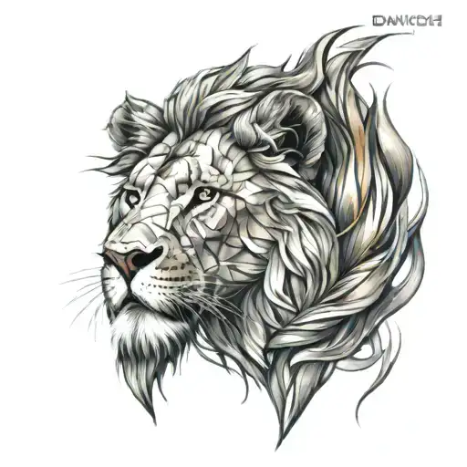 Lion 3D Abstract Davinchi Style