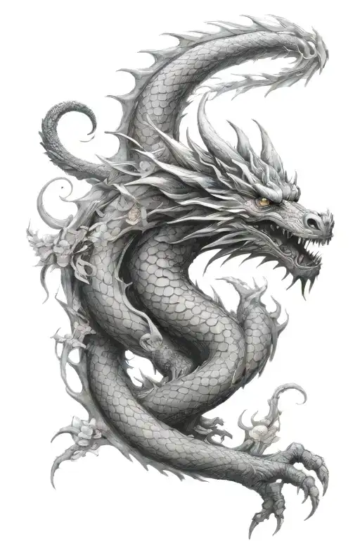 Dragon Extented With Cherry Blossom