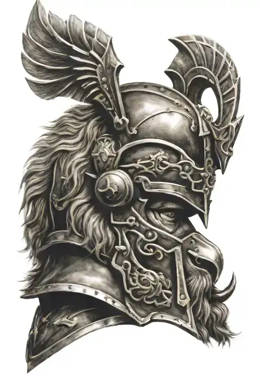 Lion And Gladiator Helmet