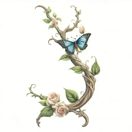 Rose Vine With Butterfly Surrounded