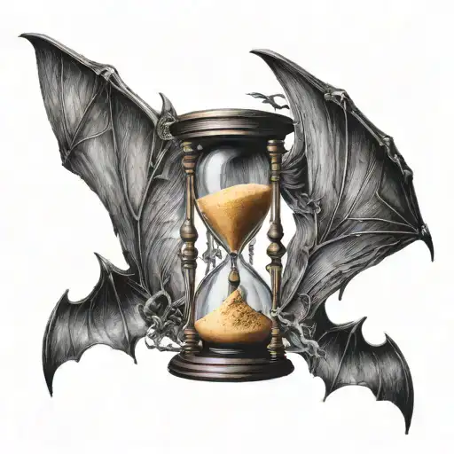 Hourglass With Bat Wings Spread