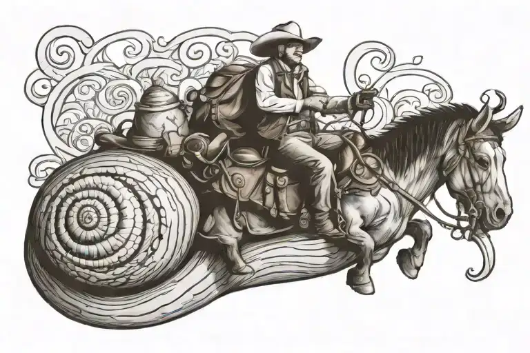 Cowboy Riding A Snail With Shell