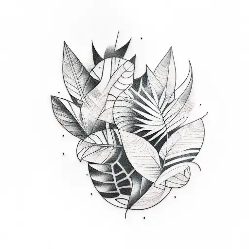 A Modern And Abstract Tattoo Of A Lush Tropical Rainforest