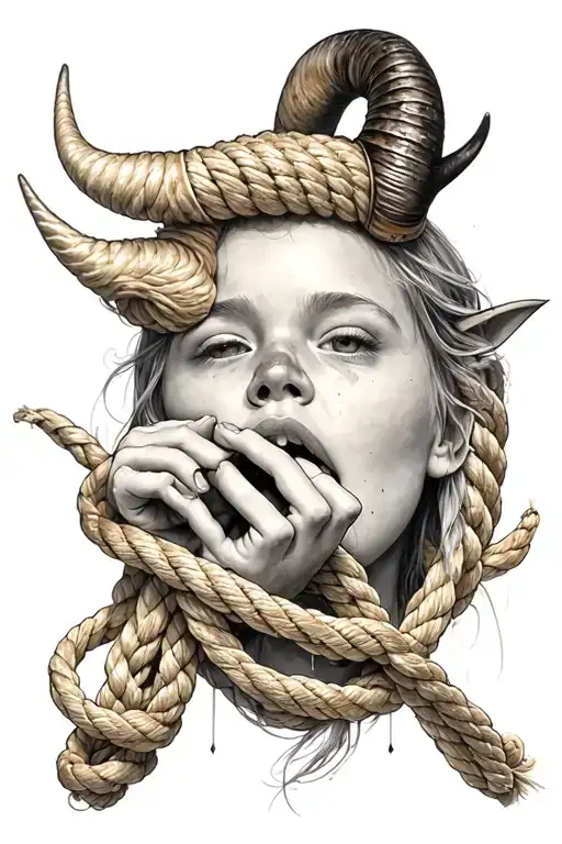 With A Rope That Tie Your Hands Holding Your Mouth And Little Horn