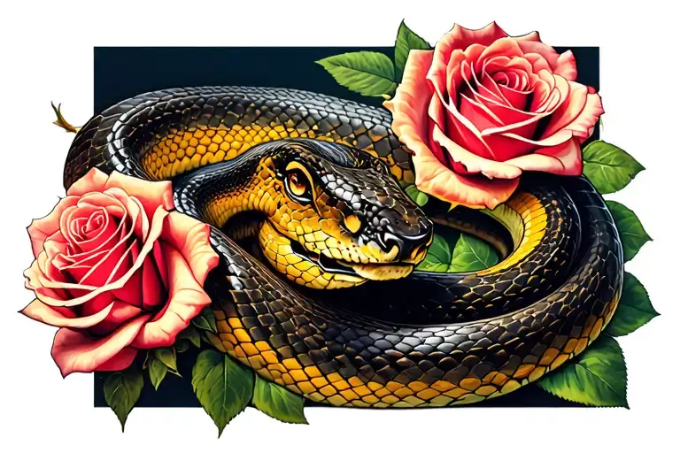Leo Snake And Roses With