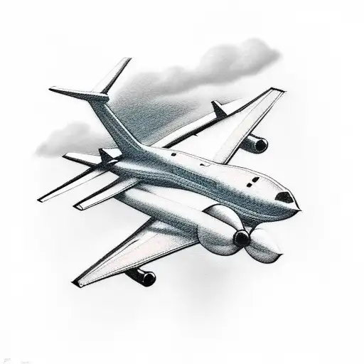 Airplane Breaking Through The Clouds