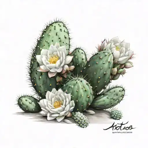 Cactus With Blooming Flowers Representing Arizona