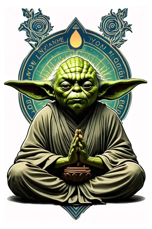 Yoda Meditating And Alliance Sigil In Background Colour