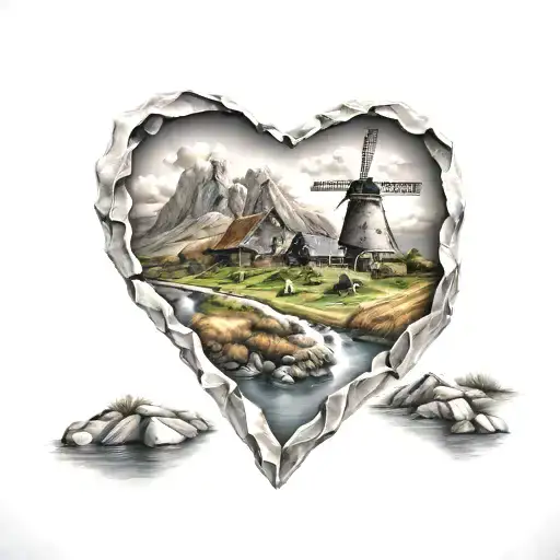 Irish Cliffs With Dutch Windmills