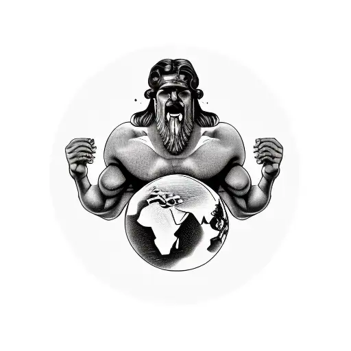 Greek Titan Holding The Globe