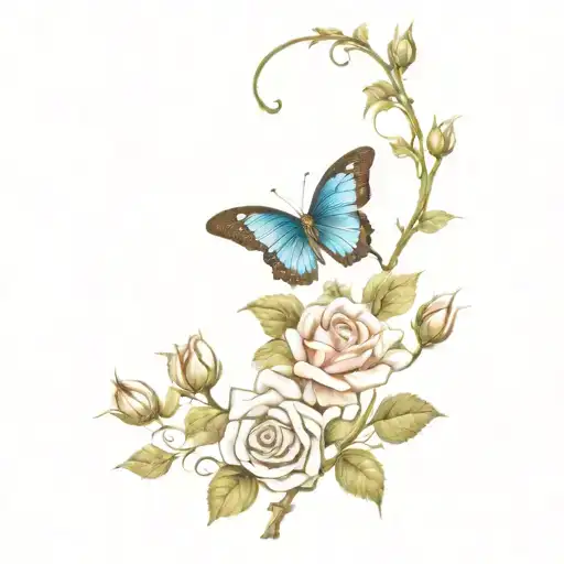 Rose Vine With Butterfly Surrounded