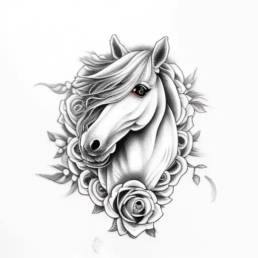 Horse Wrapped Around Roses