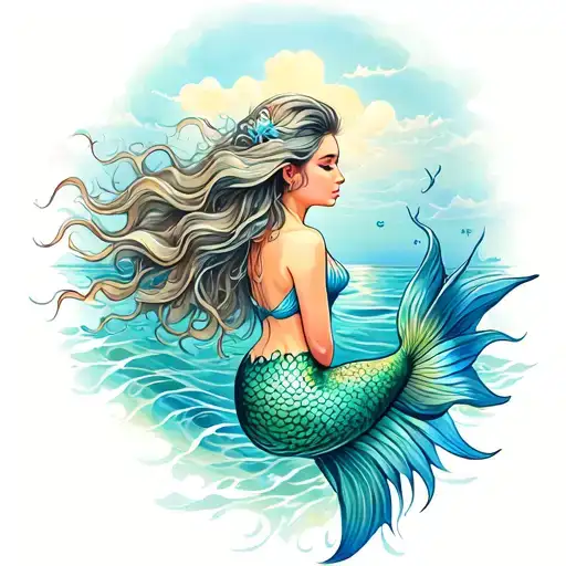 Sea Scene With Mermaid