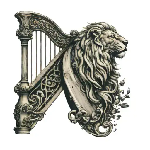 Irish Harp With Lion