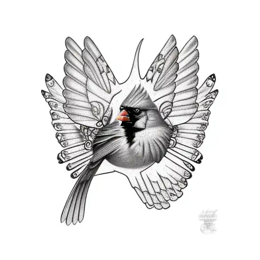 Cardinal With Butterflies
