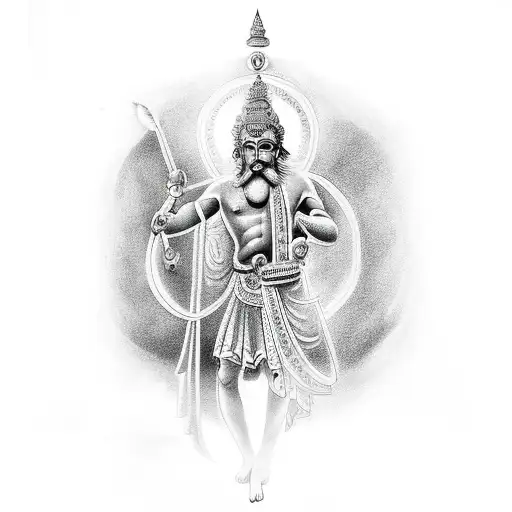 A Traditional Tattoo Design Showcasing The Greek God Zeus And The Indian God Vishnu Together