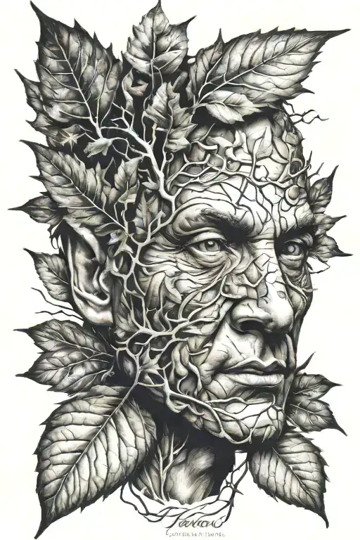 Leaf Tree Man Face