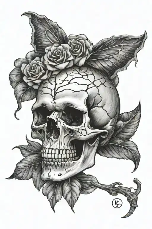 Realistic Skull With Dark Side