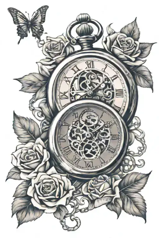 Two Connected Pocket Watches With Name Jessica And Lars And Birth Time No Roses