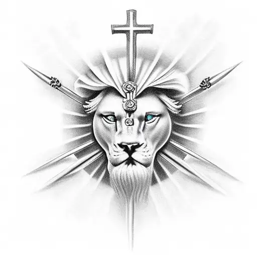Christian Cross Lion Spartan Bible Verse