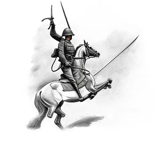Ww1 Soldier On A Horse Charging With His Sword