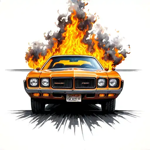 70S Car On Fire