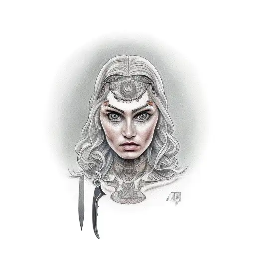 A Realistic Portrait Of A Virgo Holding A Kitchen Knife