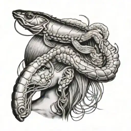 Bami With Shrimp In Front Of Children Floating Head