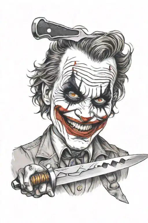 Knife With The Joker Eyes Looking