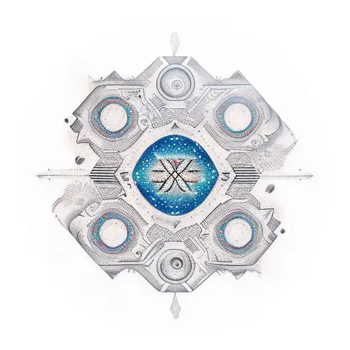 Realistic Tattoo Of A Coffee Portafilter With Intricate Virgo Constellation Patterns