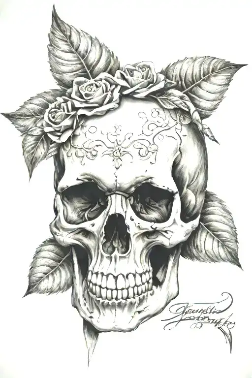 Realistic Skull With Dark Side