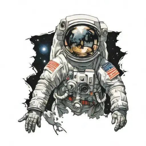 Astronaut Looking Forward With Different Reflection